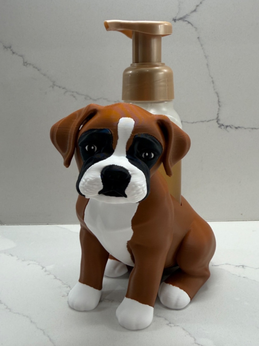 Boxer Dog Pump Dispenser - Brown & White Decorative Soap Bottle